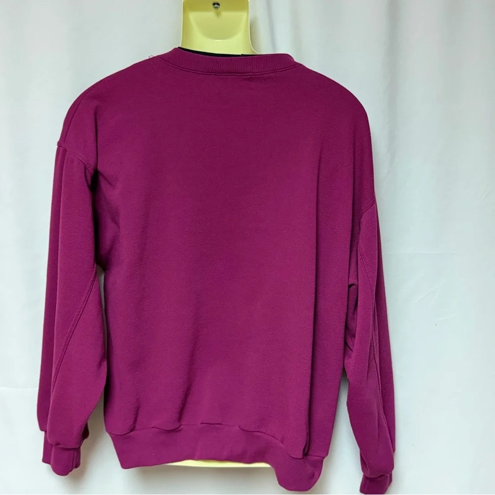 Vintage Bugle Boy Quarter Zip Sweatshirt Mens L XL Magenta 90s Y2K Pullover - Picture 6 of 9
